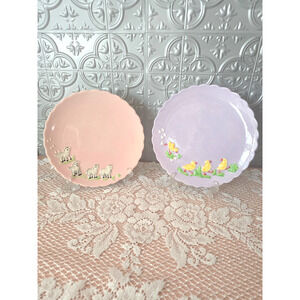 Kate Williams 8" Scalloped Edge Easter Gobal Design Collection Plates